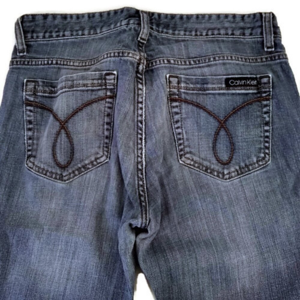Calvin Klein Women's Straight Leg Distressed Denim Blue Jeans Size 28 - Picture 2 of 12